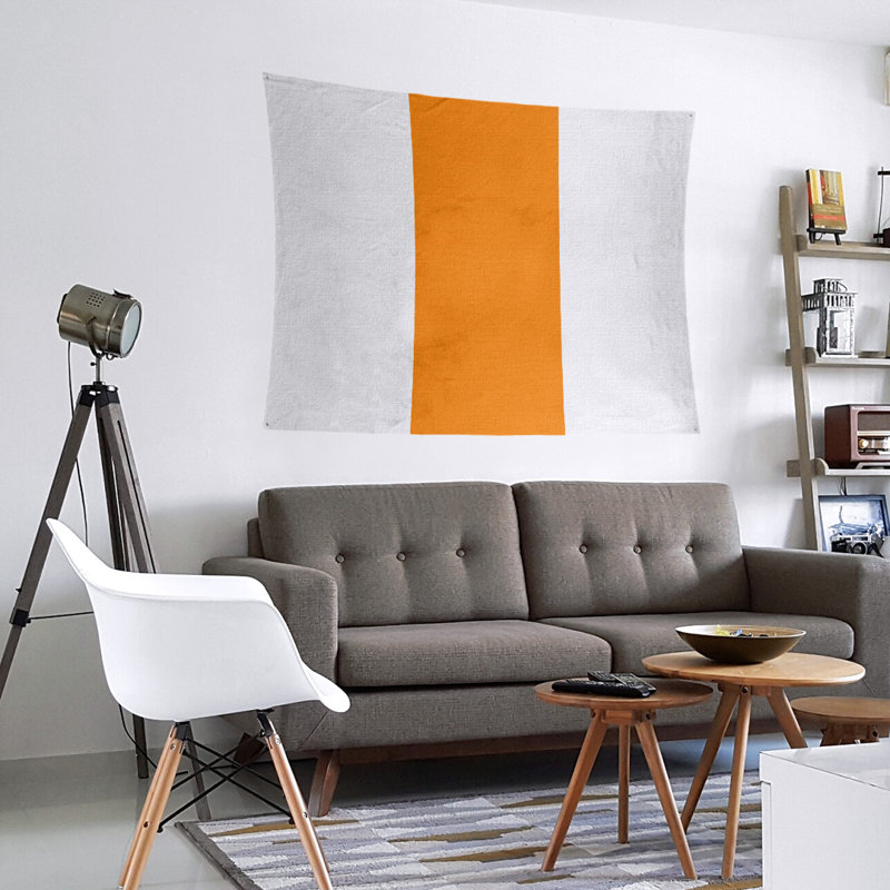 Tapisserie en polyester Tampa, H 88 po x l 104 po, Blanc / Orange