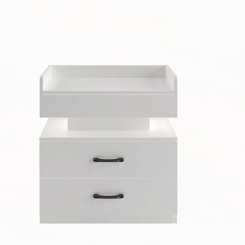 1 ensemble de table de chevet avec bande de lumière DEL réglable, 2 tiroirs, grand espace de rangement, convient pour une table de chevet, une table basse, un canapé, une table d'appoint ou une table de bout pour bureau