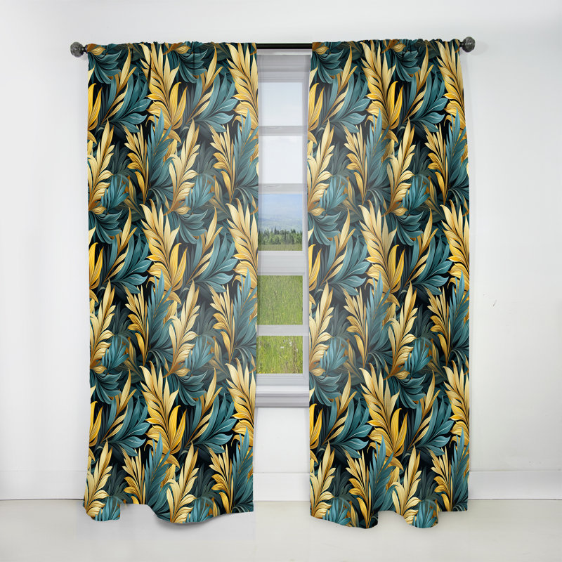 Palm Breeze Tropical Motif II - Rideau floral - Rideau floral obscurcissant - 1 panneau, L 52 po x L 84 po