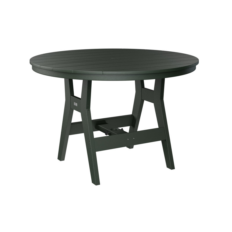Berlin Gardens Harbor Natural Coastal Grey 48″ Round Bar Table, White, 35.5" H x 48" W x 48" D