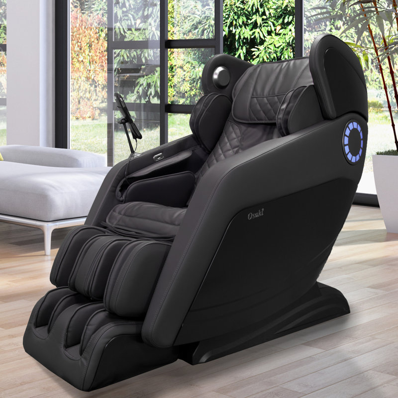 Black Faux Leather Recliner with Massage and Airbags