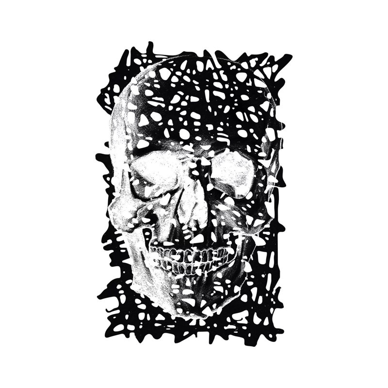 Black Splatter Skull - Wrapped Canvas Print, 20.32 cm H x 30.48 cm W