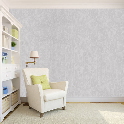 Plain Grey Non-Woven Embossed Wallpaper