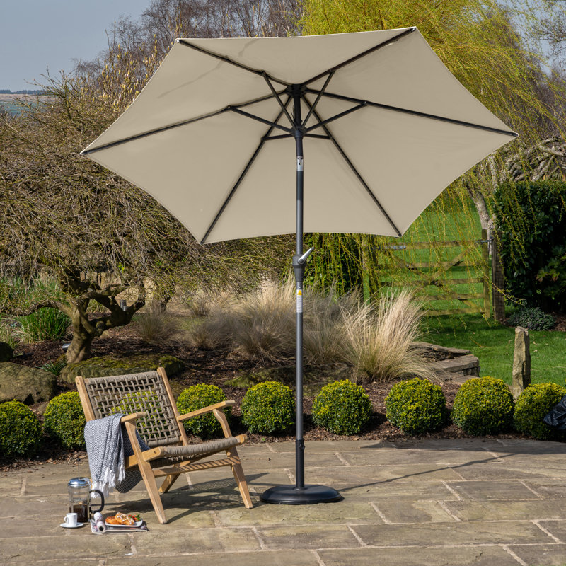 Hatten Riva Traditional Round Parasol, Champagne, 238cm H x 300cm W x 300cm D