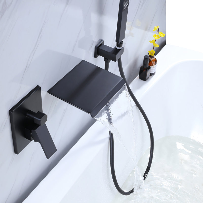 Wall Tub Spout with Diverter, Matte Black