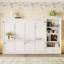 Grand lit escamotable mural avec rangement réglable, tablette et 1 tiroir, lit plateforme multifonctionnel pliable, blanc-1302101911