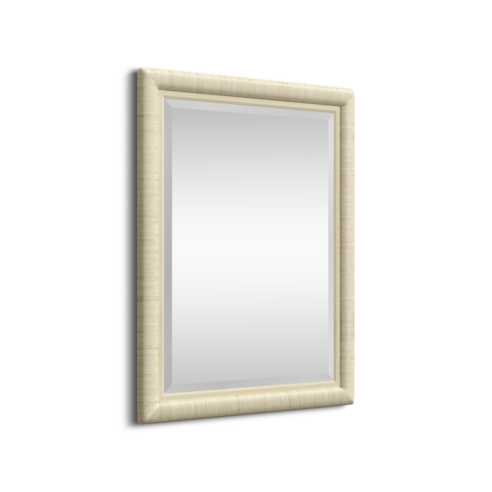 Monterey Rattan Flat Mirror, Bisque