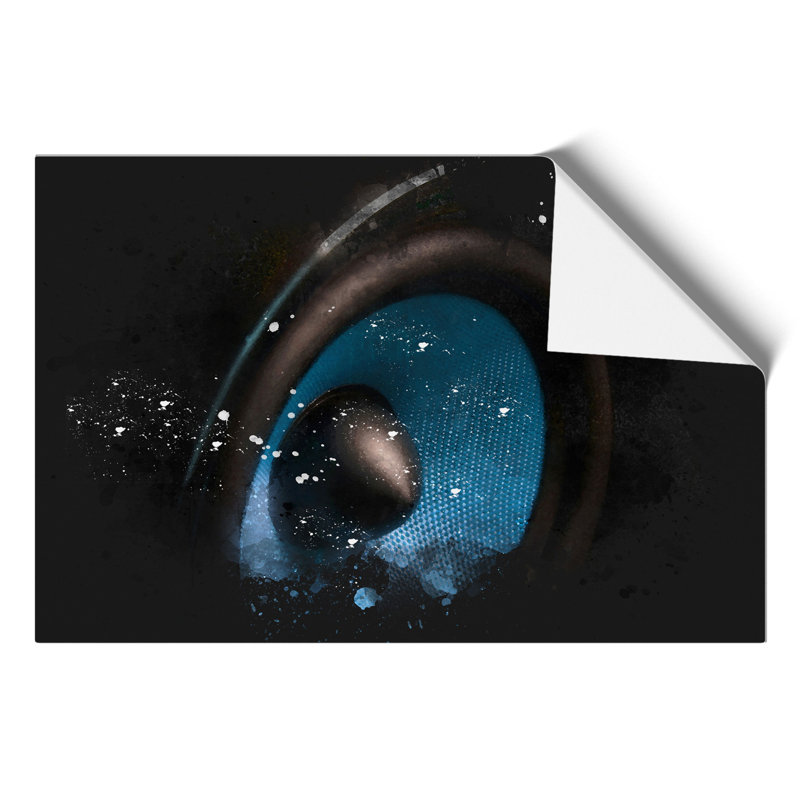 Hi Fi Speaker in Blue Paint Splash - Frameless Print, 21cm H x 30cm W x 0.1cm D