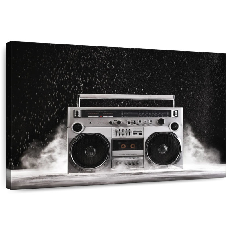 Boombox argenté Abarca 1980, H 8 po x l 12 po