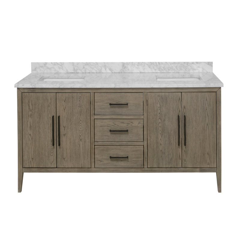 Ensemble de meuble-lavabo double 72 po Calgary, Chêne gris
