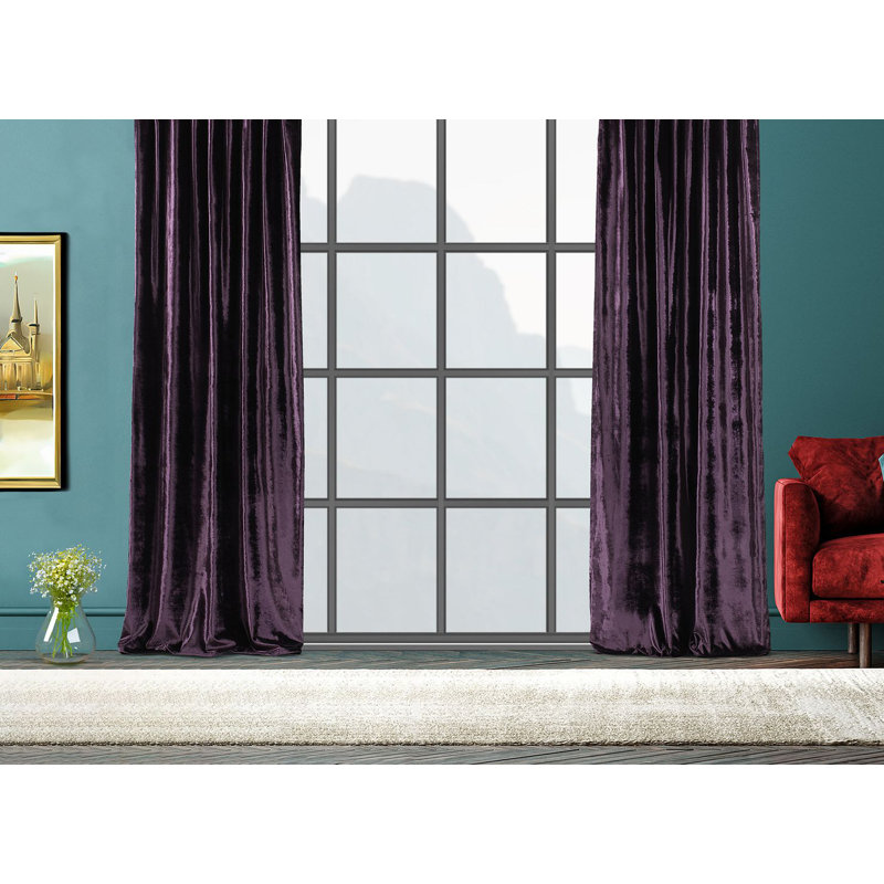 Room Darkening Single Curtain Panel, 260cm Width x 200cm Drop, Dark Purple