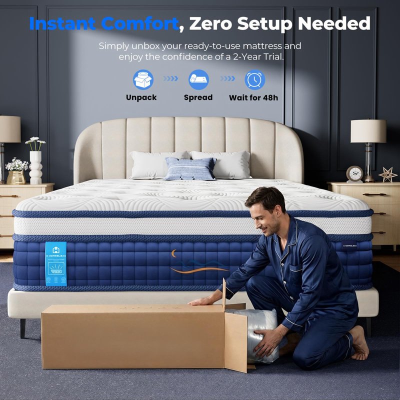 26cm Gel Memory Foam mattress, 7 Zone Orthopedic Hybrid Mattress with Pocket Sprungs, Motion Isolation, Edge Support - Medium Firm - with OEKO TEX
