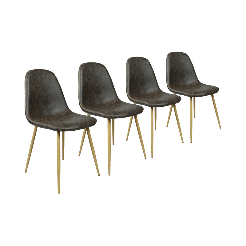Santa Cruz 45cm H Genuine Leather Upholstered Side Chair, Dark Brown