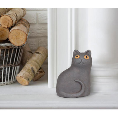 Small Gray Cat Figurine