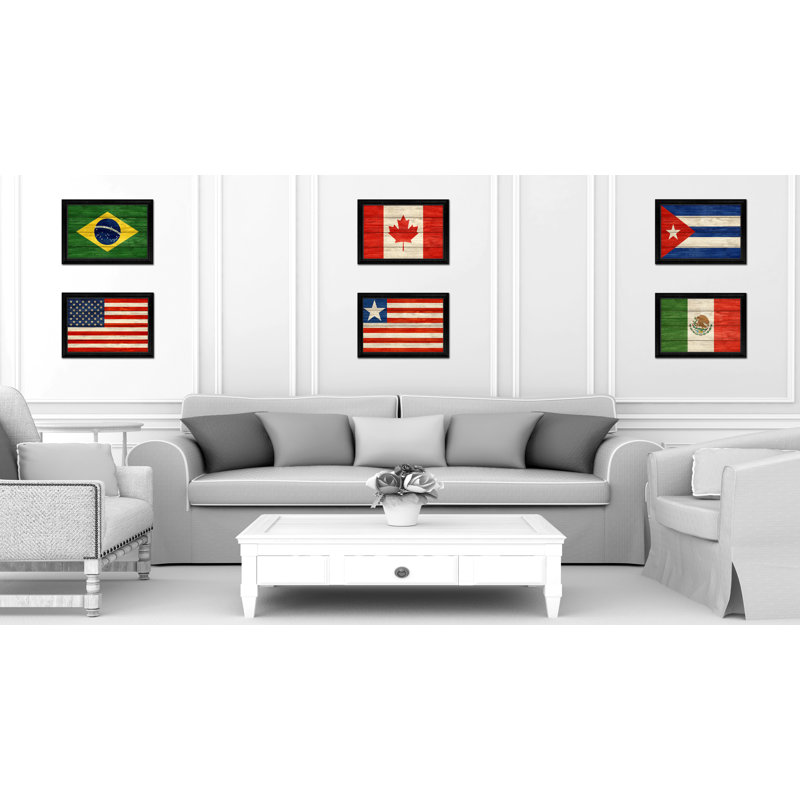 « liberia country flag », impression sur toile encadrée, H 15 po x l 21 po x P 1 po, Encadrement noir