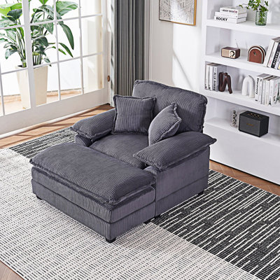 Canapé simple avec 2 coussins décoratifs et un repose-pieds, canapé confortable, canapé à assise profonde