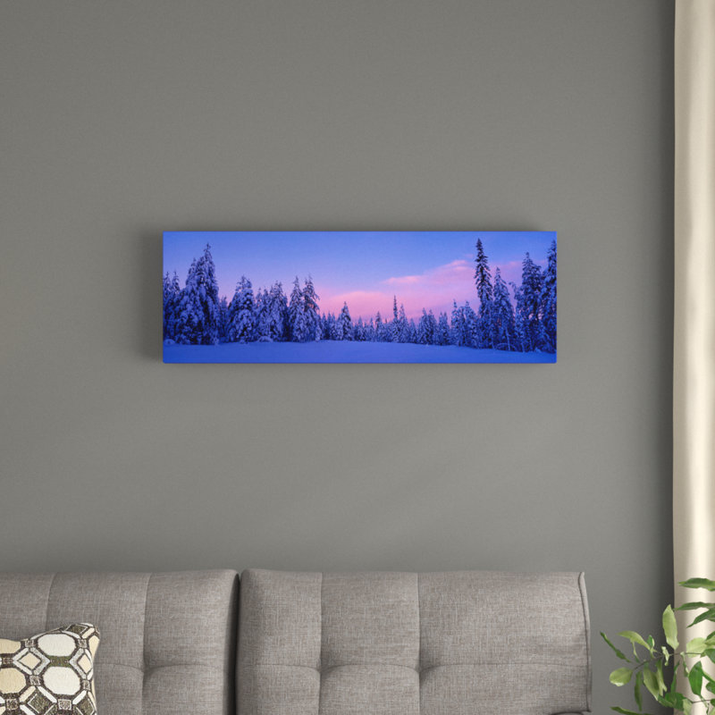 Paysage d'hiver enneigé, Dalarna, Suède, Suède - reproduction de photo panoramique sur toile tendue, Toile tendue