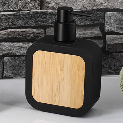 Contemporary Soap Dispenser Rubber and Wood