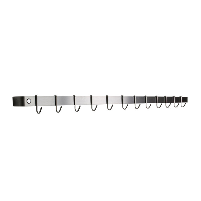 Utensil Bar Handcrafted Wall Mounted Pot Rack, Stainless Steel, 3" H x 48" W x 3" D