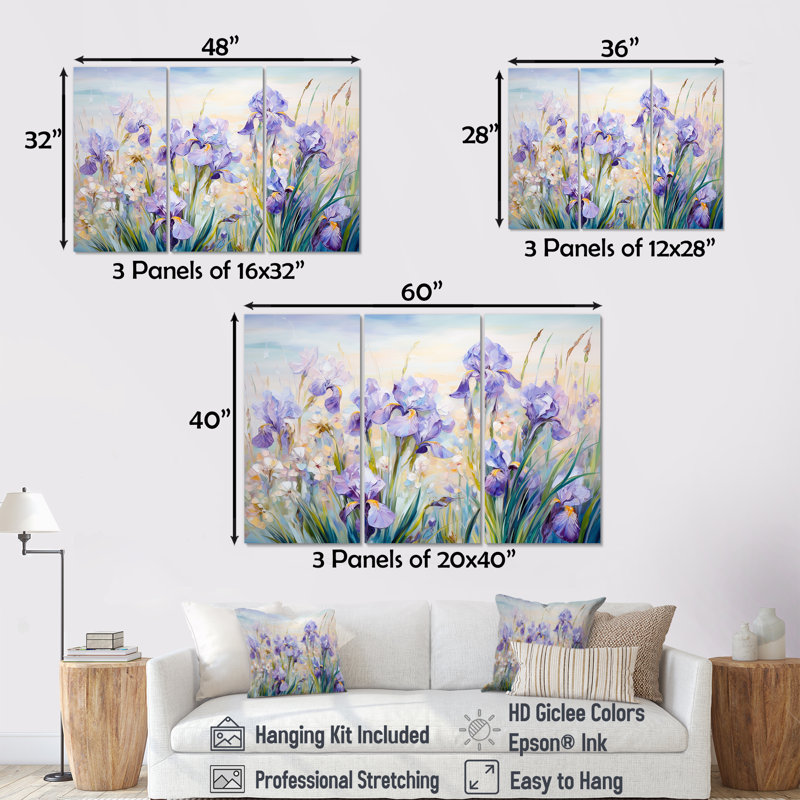 Ensemble de salon Herefordshire - Fleurs, art mural, H 40 po x l 60 po x P 1 po, Toile tendue