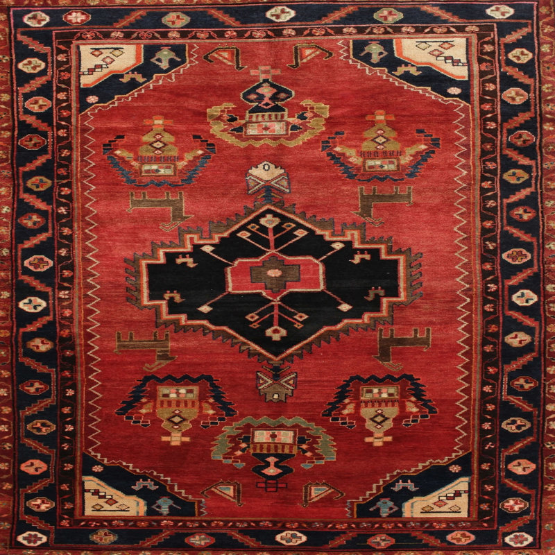 Tapis rouge à motif sud-ouest, Carré 6 pi
