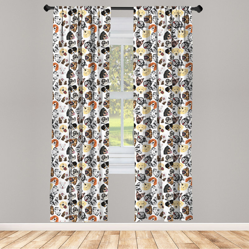 Dog Lover Semi-Sheer Rod Pocket Curtain Panels, 28" x 95"