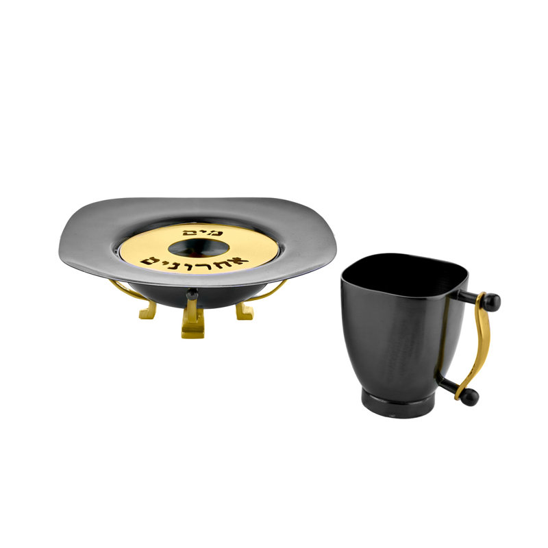 Suspension 4.5" Kiddush Cup, Gold/Black