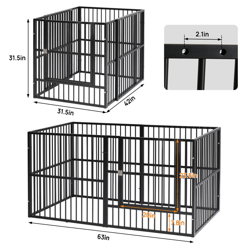 Heavy Duty Black Metal Dog Playpen with Lockable Door