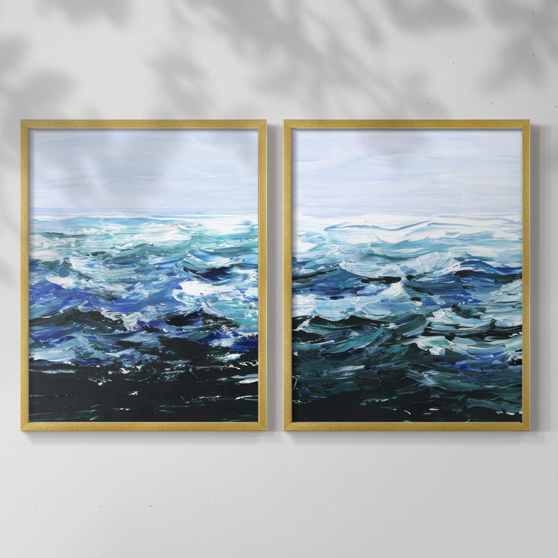 «Beneath the Sea Surface I», reproduction encadrée de qualité supérieure - prête à être accrochée - aucun clou requis - aucun clou requis