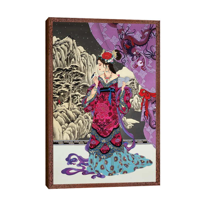 Black Jade 1 Piece Painting on Canvas, 101.6 cm H x 66.04 cm W, Classic Brown Wood Framed