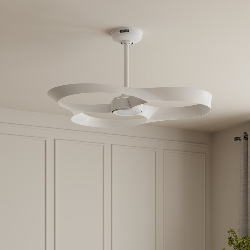 Hunter 42 inch Zentech Wi-Fi ENERGY STAR® Damp Rated Ceiling Fan with LED Light Kit and Handheld Remote, Fresh White