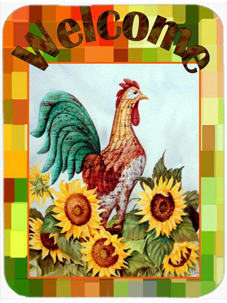 Caroline's Treasures Welcome Rooster Glass Cutting Board
