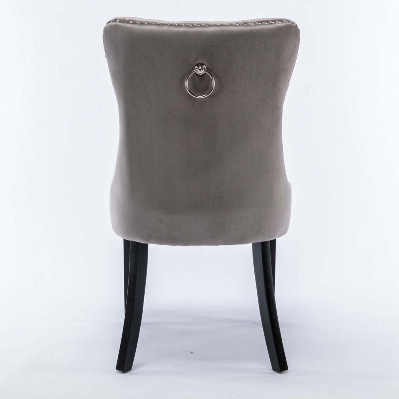 Gaje Velvet Side Chair, Black, Gray