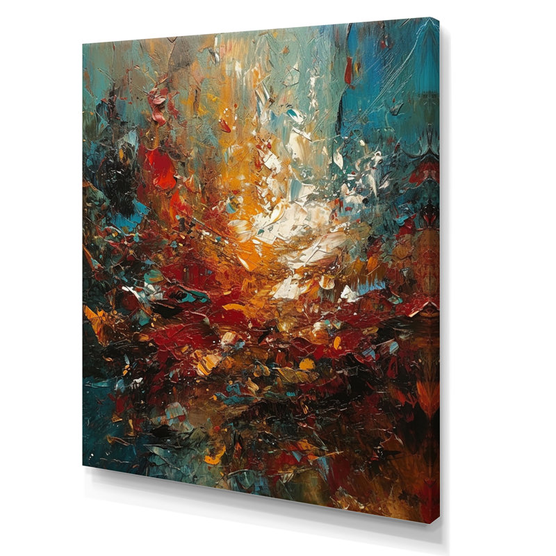 Automne, bonheur, après-midi, abstrait, orange rouge, reproduction sur toile, Toile tendue, H 20 po x l 12 po x P 1 po