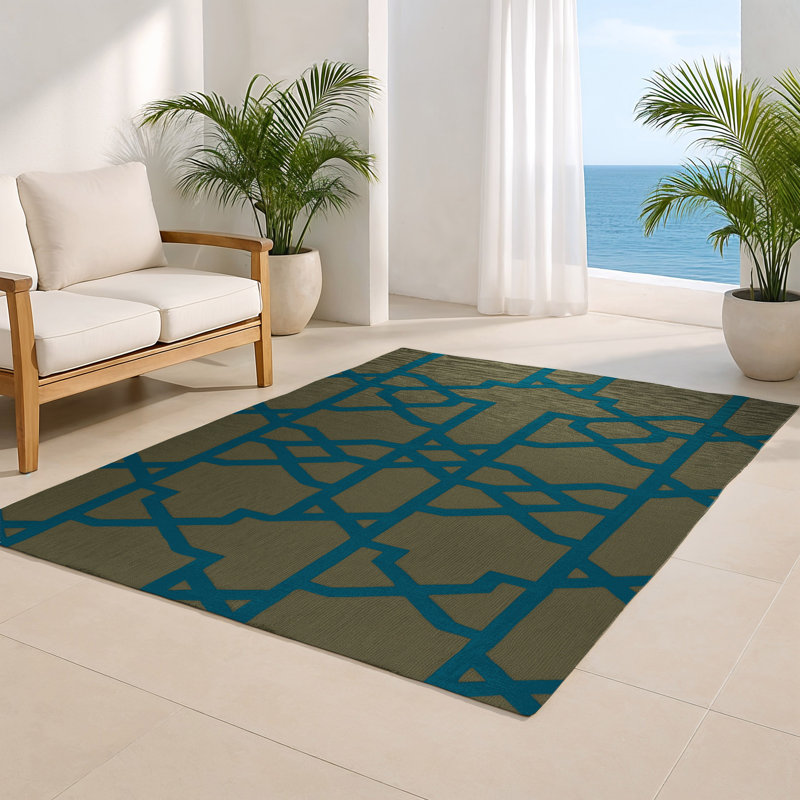 Trellis Brown Indoor and Outdoor Area Rug, Rectangle 4' x 6'