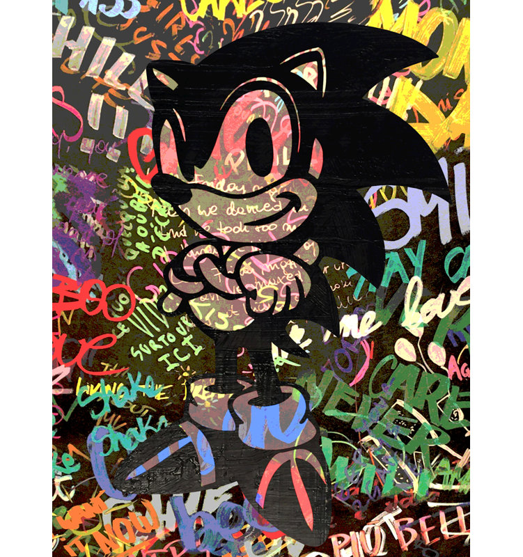 «Sonic the Hedgehog Graffiti» par Stephen Chambers, impression sur toile tendue, L 15 po x H 18 po