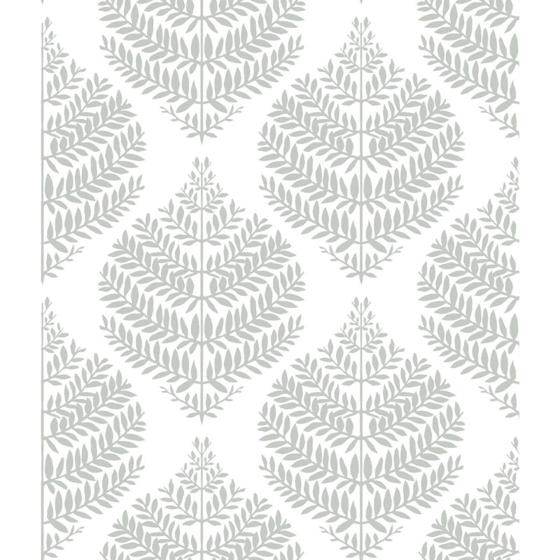 Rouleau de papier peint lisse et collant l 3,12 pi x l 21 po hygge palm damassé, Gris
