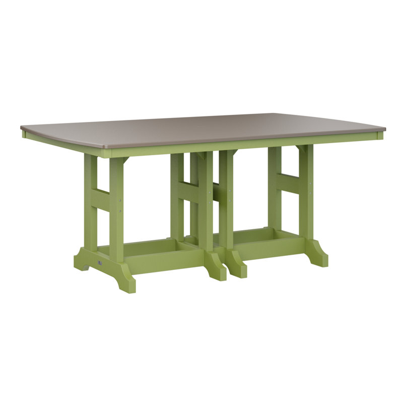 Berlin Gardens Garden Classic Rectangular Bar Table, Kiwi Green, Hammered Top Bronze, 39.5" H x 72" W x 44" D
