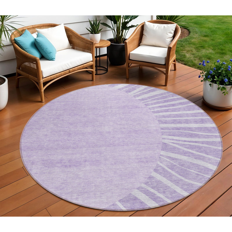 Tapis rond lavable et mauve 8 po