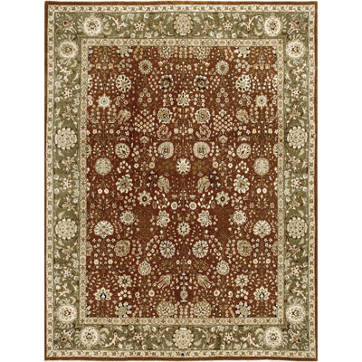 Hand Knotted Oriental Area Rug in Rust/Sage