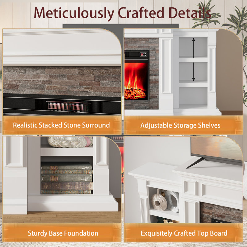 Winston Porter 80" Electric Fireplace Mantel & TV Stand