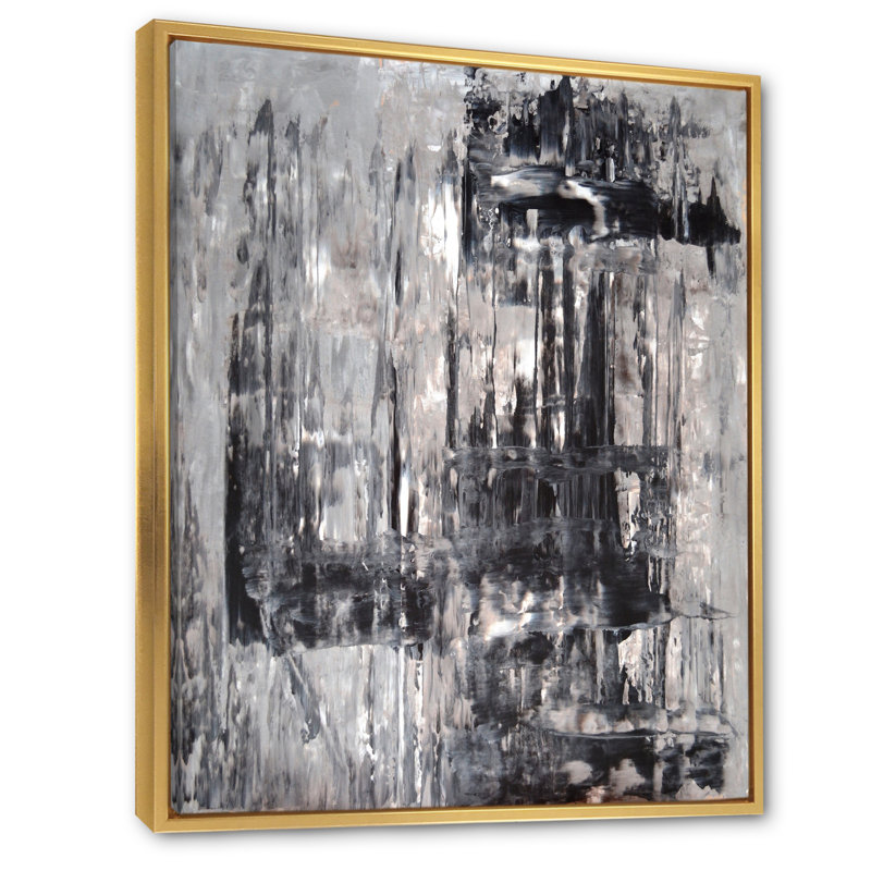 Art moderne gris et bleu II 2PT47771, H 20 po x l 12 po x P 1 po, Encadrement doré