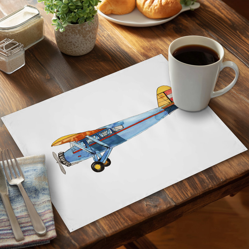 Small Blue Plane Vintage Aviation Placemat | Home Decor