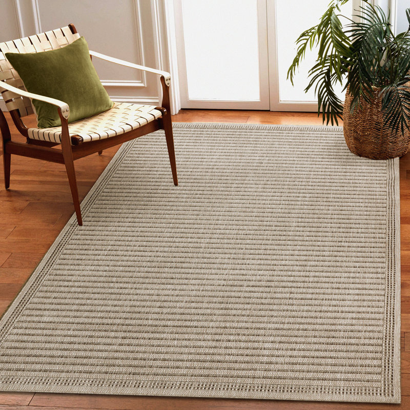 Tapis intérieur / extérieur brun clair / brun Trei, Rectangle 4 pi 10 po x 7 pi 6 po