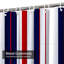 Rideau de douche rayé bleu rouge blanc marine avec 12 crochets-116192676