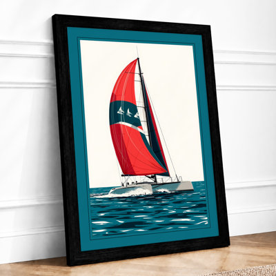 Red Sail Serenity Coastal - Framed Print
