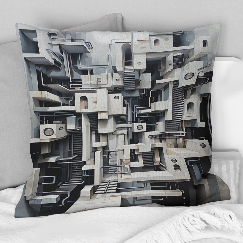 Coussin décoratif noir et blanc Opt Art Illusory Reflections III - Op Art