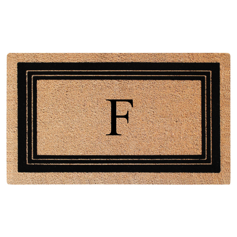 Monogrammed Triple Classic Border Natural Coir Door Mat with PVC Backing – Heavy-Duty, Anti-Shed & Easy to Clean, 39" x 24"