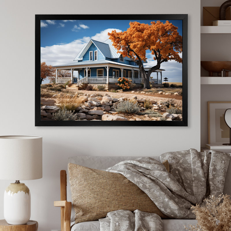Farmhouse Quaint Homestead - reproduction sur toile, H 30 po x l 40 po x P 1,5 po, Cadre photo noir