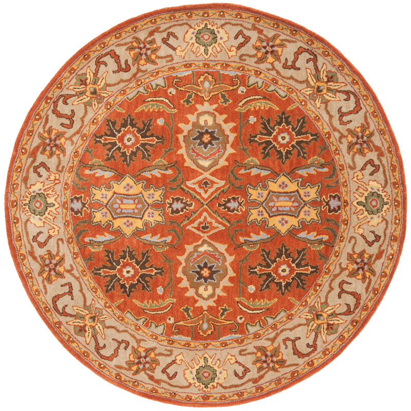 Tapis oriental rouille / beige en laine touffeté à la main Cranmore, Rond 6 pi